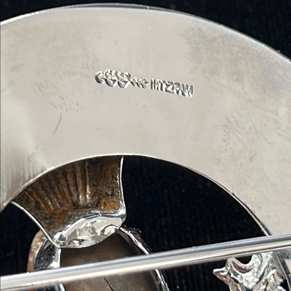 Scottish Large Plaid Brooch Thistle  Silver Tone Orange Stone Brooch Mizpah - Picture 3 of 7